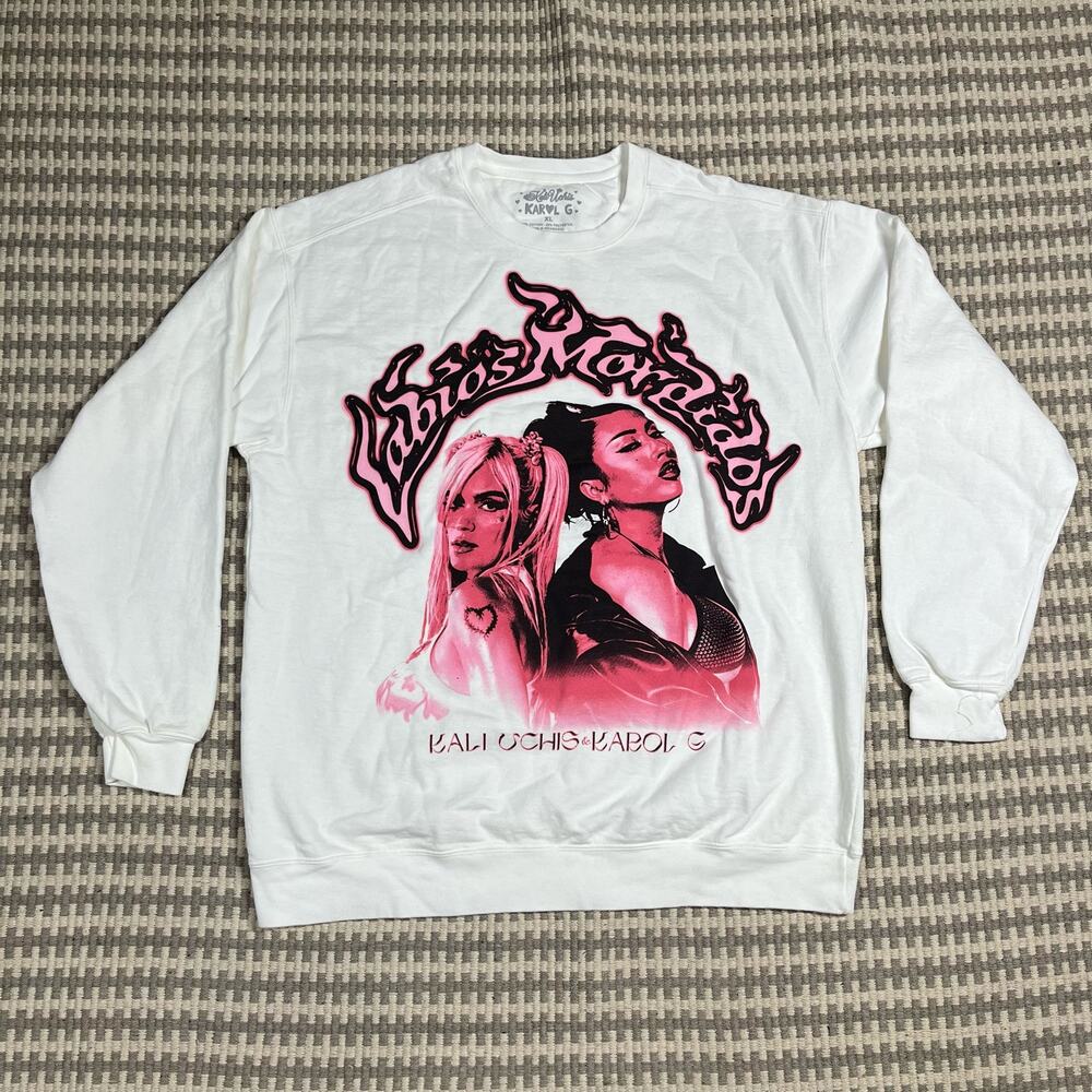 Kali Uchis x Karol G Labios Mordidos White Pullover Crewneck Adult‎ Sz XL New